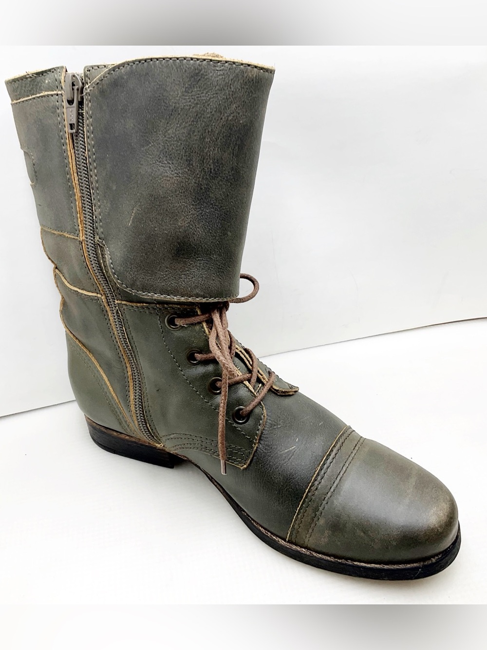 {Matisse} Lance Olive Combat Lace-Up Buckle Boots - Picture 3 of 13